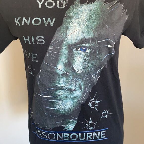 Jason Bourne Black Pullover Graphic Shirt Matt Damon Movie - Picture 6 of 8